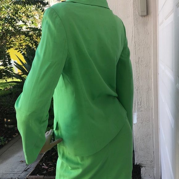 VINTAGE INES DE LA FRESSANGE GREEN PENCIL SUIT XS - Picture 5 of 8